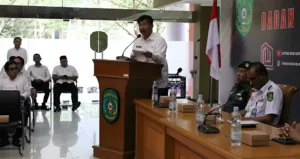 Foto: Sekda Kukar, Sunggono membuka sekaligus memberikan sambutan Diklat Kecakapan Awak Kapal dan Diklat Orientasi LLAJ.(Ist)